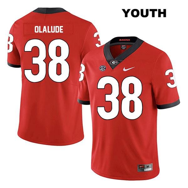 Georgia Bulldogs Youth Aaron Olalude #38 NCAA Legend Authentic Red Nike Stitched College Football Jersey UIB1556UH